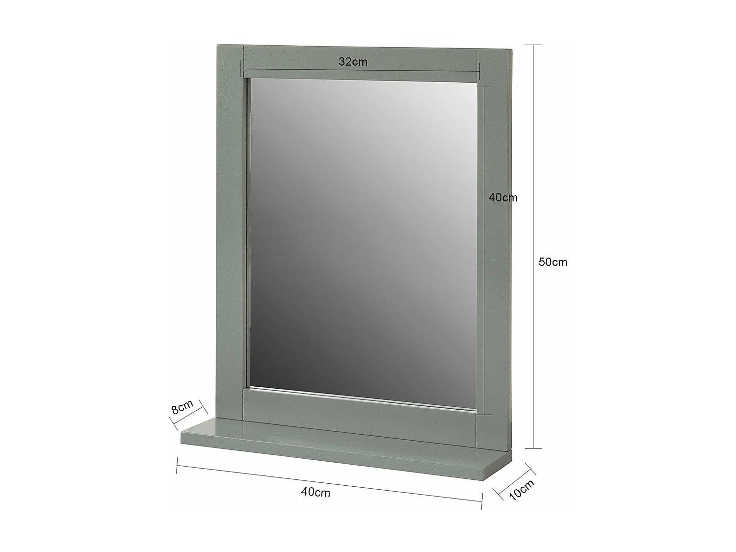 SoBuy FRG129-SG Badkamerspiegel met plank Spiegel Badkamer Wandspiegel - Donkergrijs