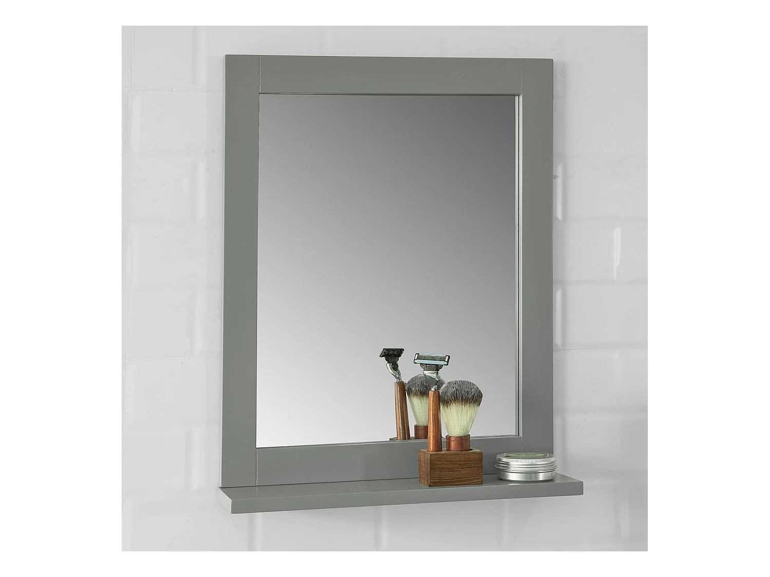 SoBuy FRG129-SG Miroir Mural Meuble Salle de Bain avec 1 étage Plateau | Prévente