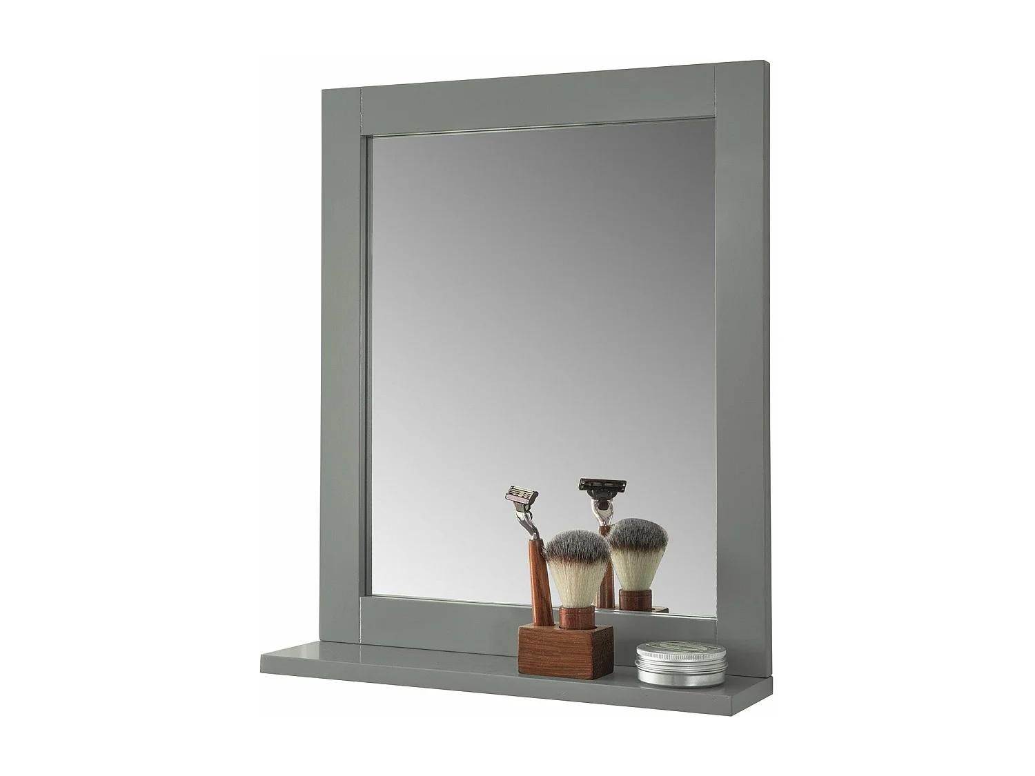 SoBuy FRG129-SG Badkamerspiegel met plank Spiegel Badkamer Wandspiegel - Donkergrijs