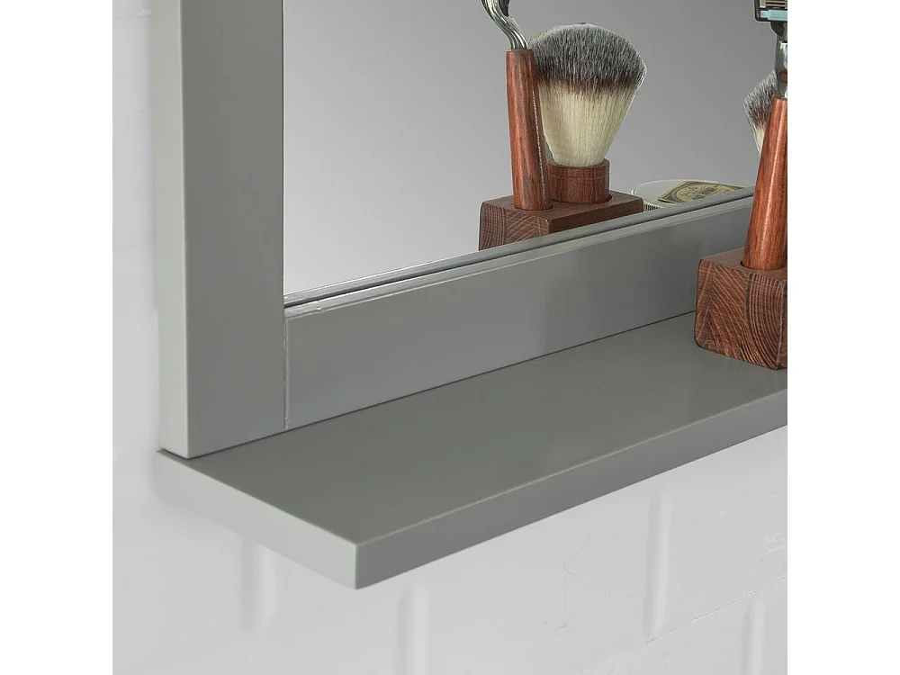 SoBuy FRG129-SG Badkamerspiegel met plank Spiegel Badkamer Wandspiegel - Donkergrijs