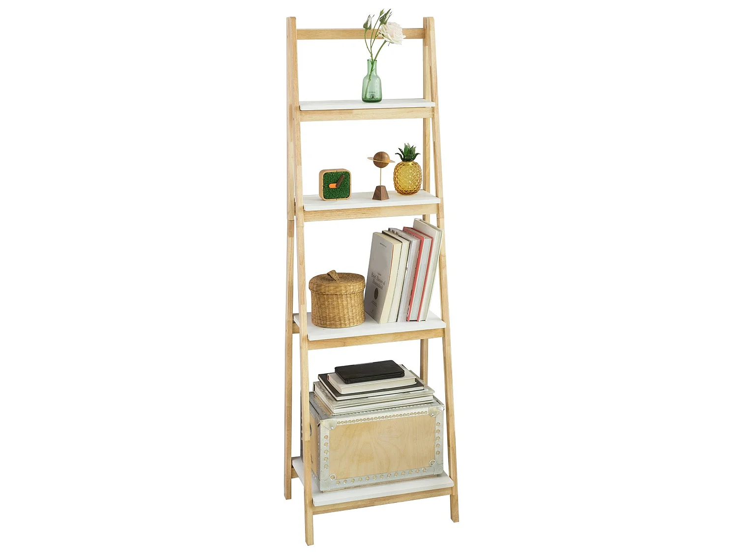 SoBuy Scaffale a Scala Libreria Portaoggetti per Bagno 4 ripiani FRG162-N