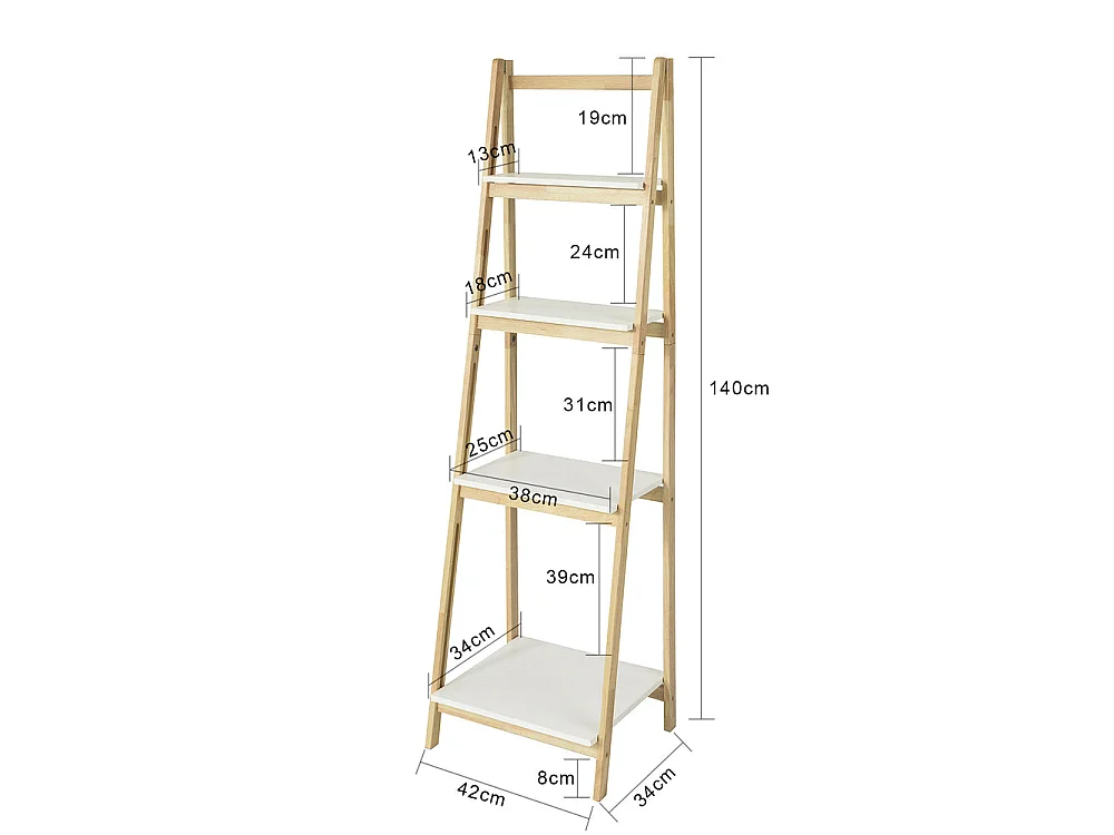 SoBuy Scaffale a Scala Libreria Portaoggetti per Bagno 4 ripiani FRG162-N