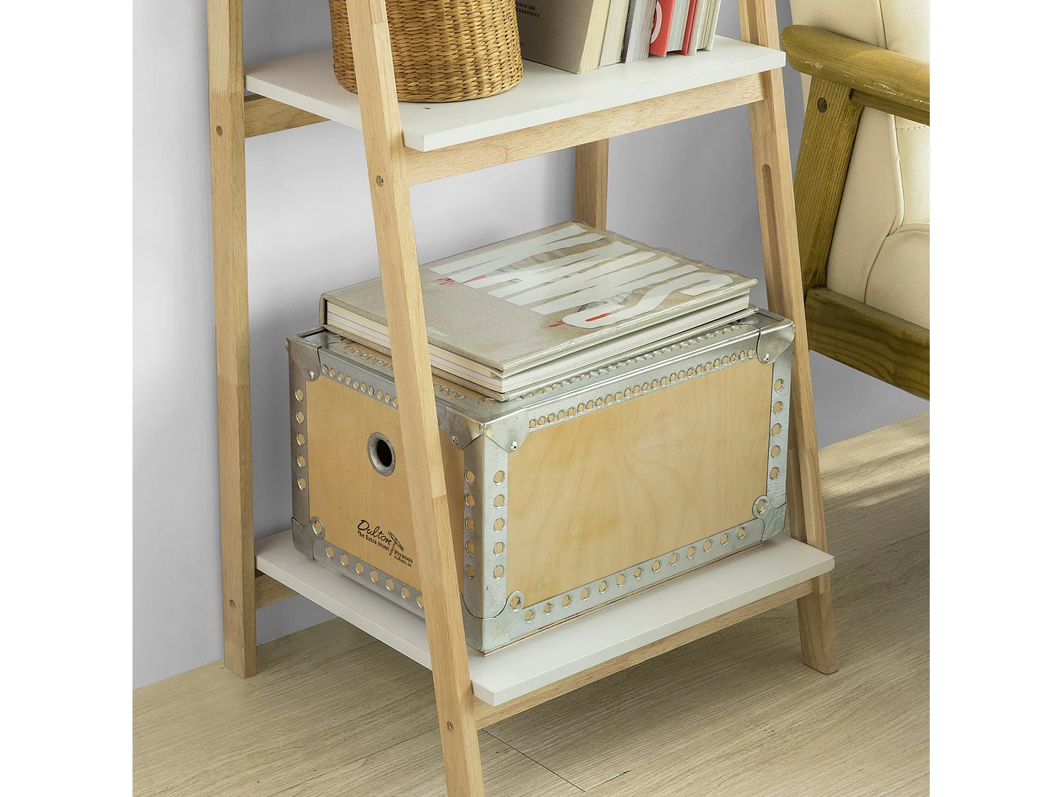 SoBuy Scaffale a Scala Libreria Portaoggetti per Bagno 4 ripiani FRG162-N