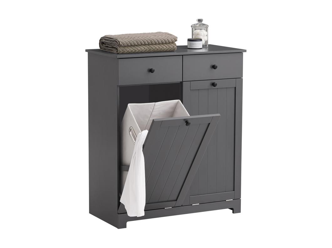 Mobile Bagno con portabiancheria con 2 cesti portabiancheria e 2 cassetti Grigio BZR33-DG SoBuy