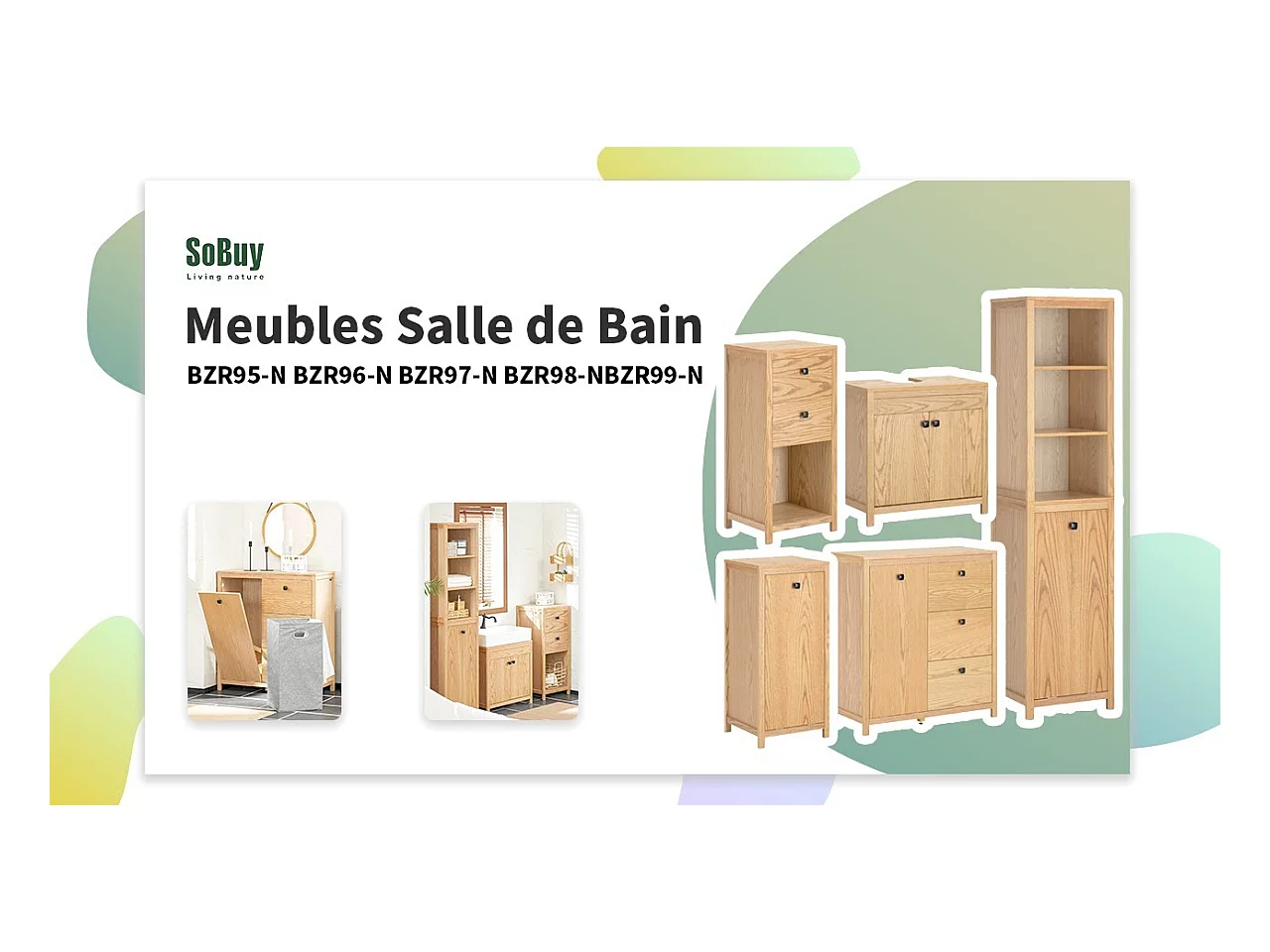 SoBuy BZR97-N Waskast met Waszak, Badkamerkast, Badkamer Kolomkast Onderkast, Ladekast, Staande Kast