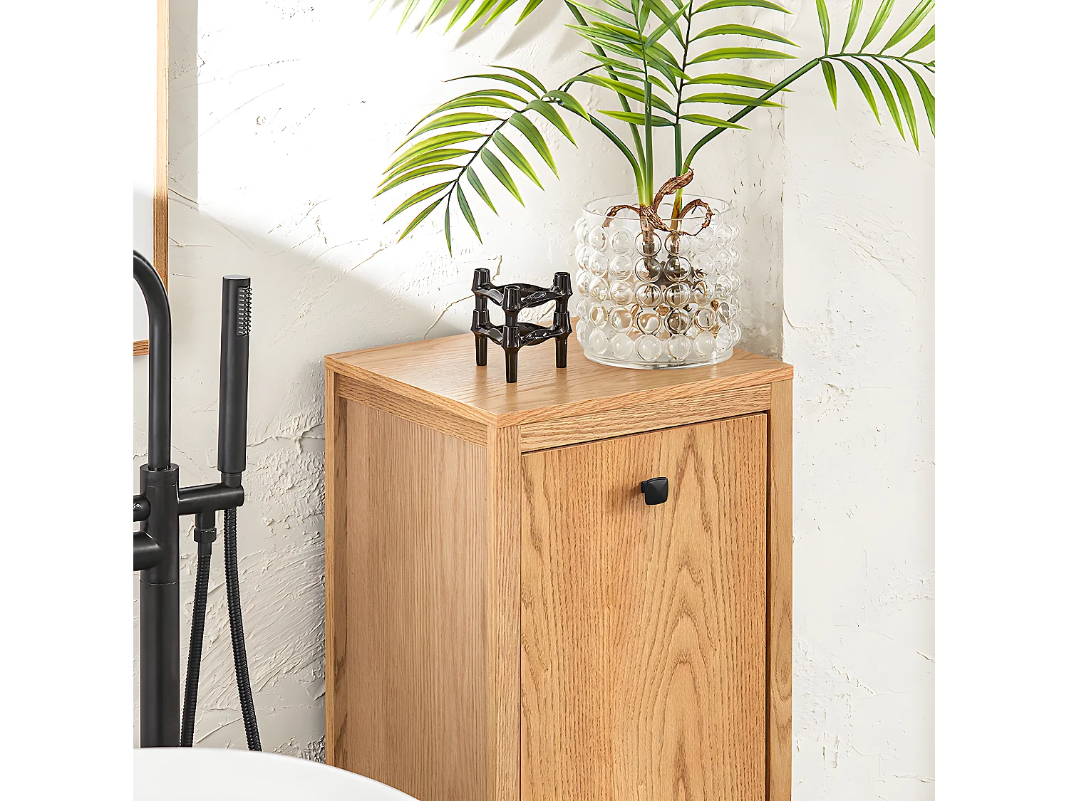 Armoire à linge avec panier à linge pliable avec 1 tiroir Panier à linge, BZR96-N