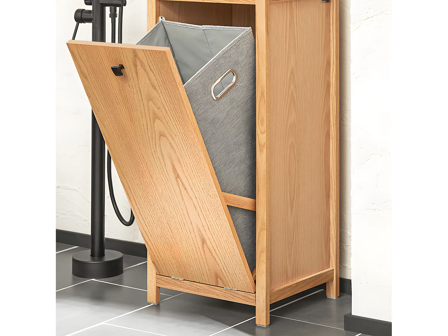 Armoire à linge avec panier à linge pliable avec 1 tiroir Panier à linge, BZR96-N