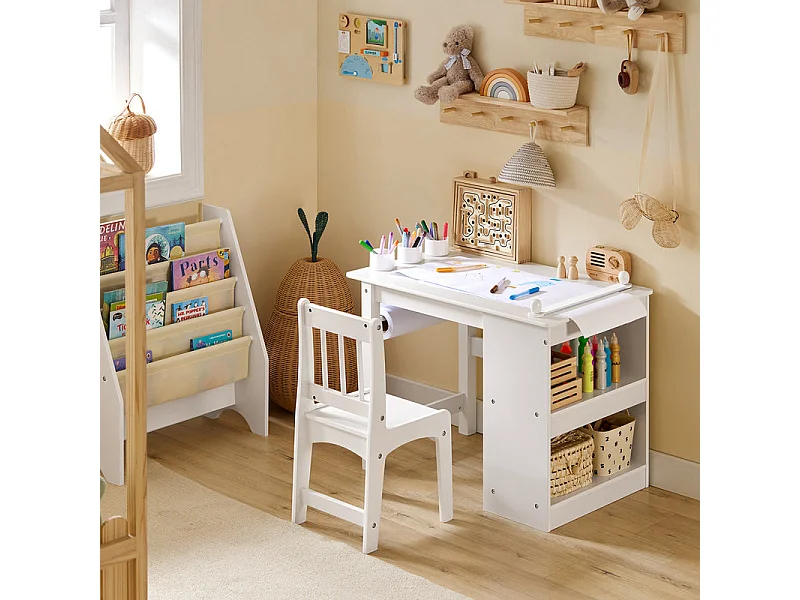 1 x Kindertisch + 1 x Stuhl KMB60-W 80 x 65 x 54 cm Weiß