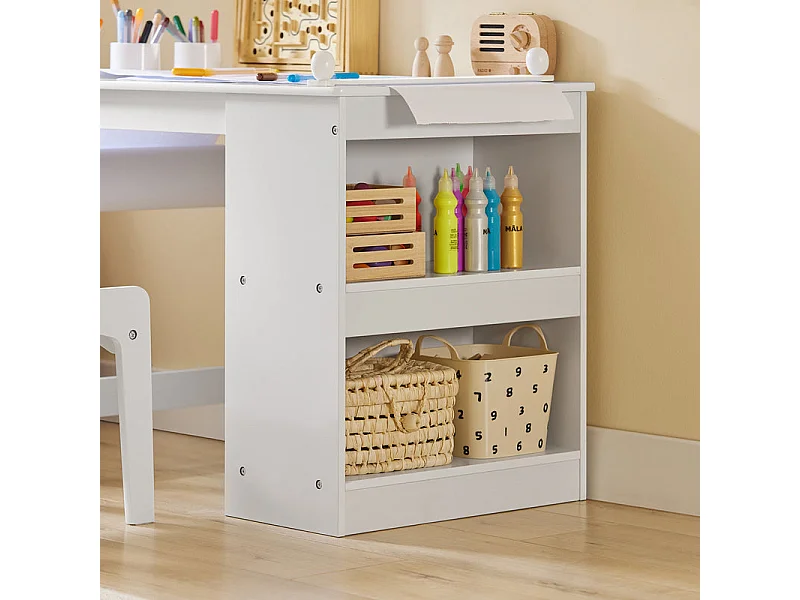 Juego de Mesa y Silla Infantil de Madera Escritorio Infantil con 3 Portalápices Blanco KMB60-W SoBuy ES