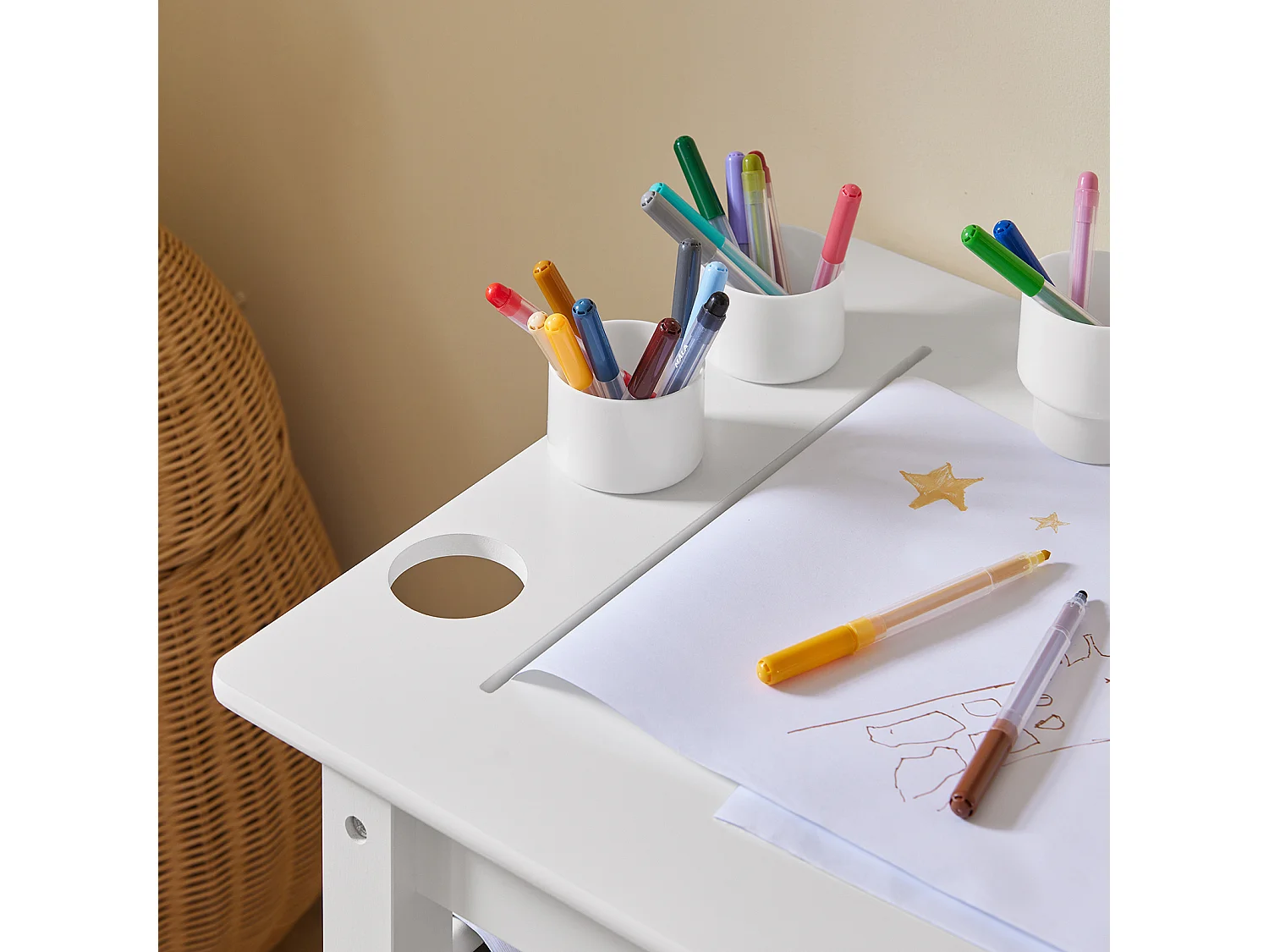 Ensemble Table et Chaise Enfant avec 2 étagères,  KMB60-W