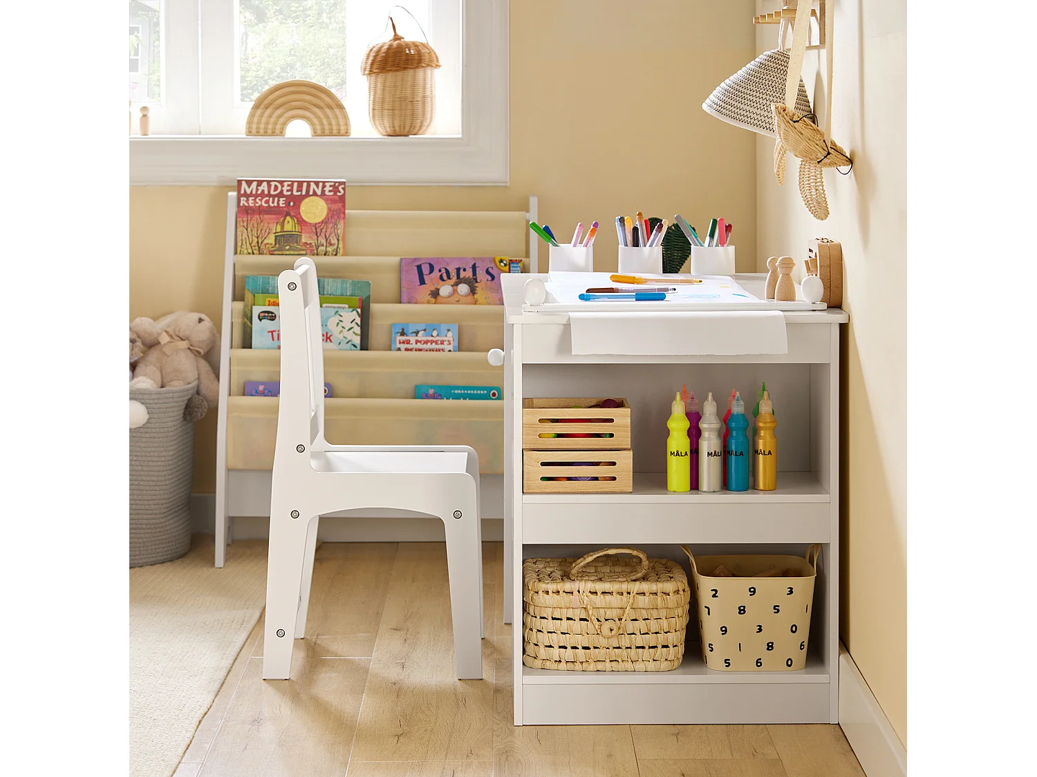 Ensemble Table et Chaise Enfant avec 2 étagères,  KMB60-W