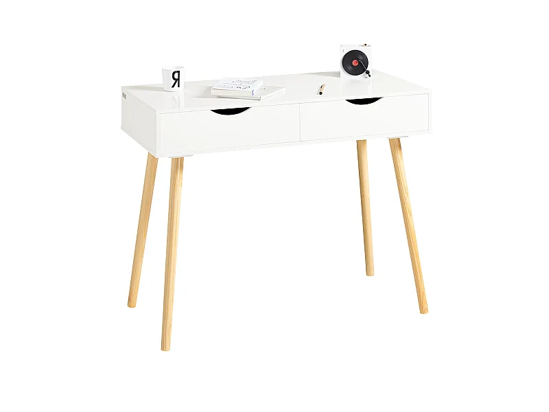 Mesa de Ordenador con 2 cajones,Mesa de Escritorio,Blanco,90 x 77 cm FWT40-WN SoBuy ES