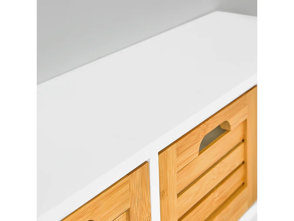 SoBuy FHK19-WN Wandgarderobe ganggarderobe kledinghaak hangrek met 3 manden en 4 haken garderobe natuur