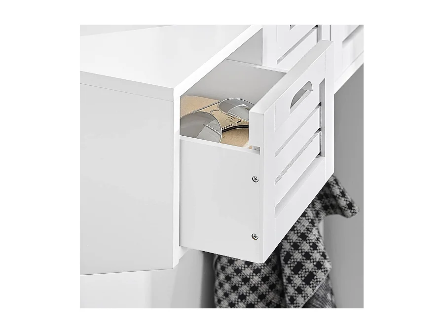 Perchero de pared con 3 Cestas y 4 Ganchos Estante de Pared para Pasillo Entrada 80 x 20 x 25 cm FHK19-W SoBuy ES