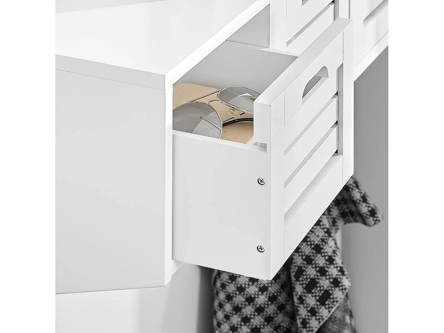 Perchero de pared con 3 Cestas y 4 Ganchos Estante de Pared para Pasillo Entrada 80 x 20 x 25 cm FHK19-W SoBuy ES