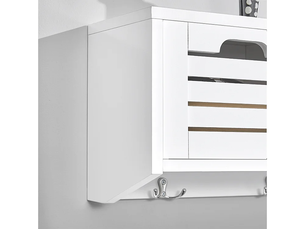 Perchero de pared con 3 Cestas y 4 Ganchos Estante de Pared para Pasillo Entrada 80 x 20 x 25 cm FHK19-W SoBuy ES