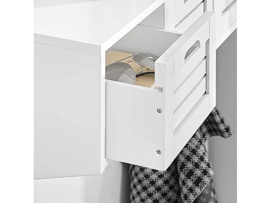 Perchero de pared con 3 Cestas y 4 Ganchos Estante de Pared para Pasillo Entrada 80 x 20 x 25 cm FHK19-W SoBuy ES