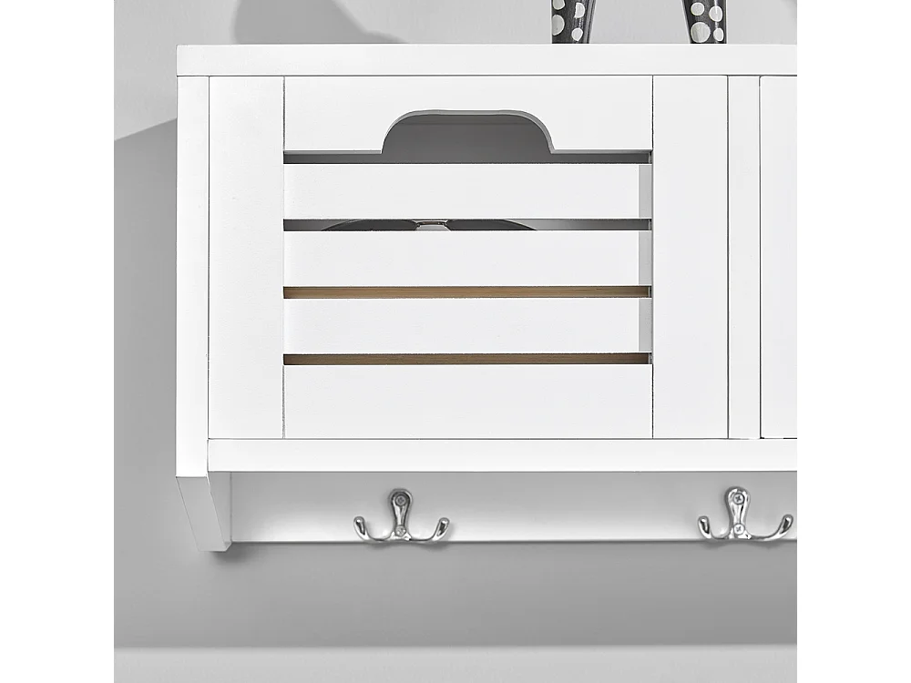 Perchero de pared con 3 Cestas y 4 Ganchos Estante de Pared para Pasillo Entrada 80 x 20 x 25 cm FHK19-W SoBuy ES