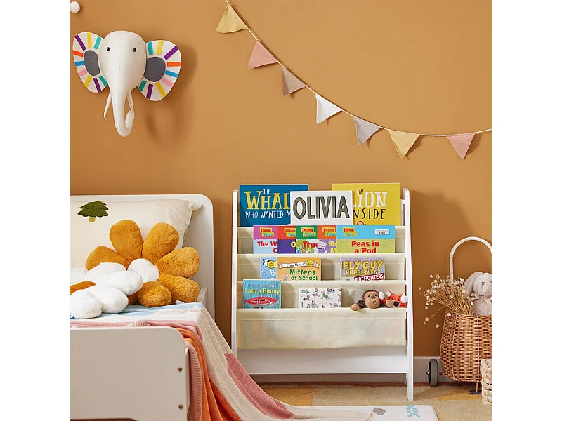 SoBuy FRG225-W Bibliothèque Étagère à Livres pour Enfants Porte-revues 4 Compartiments