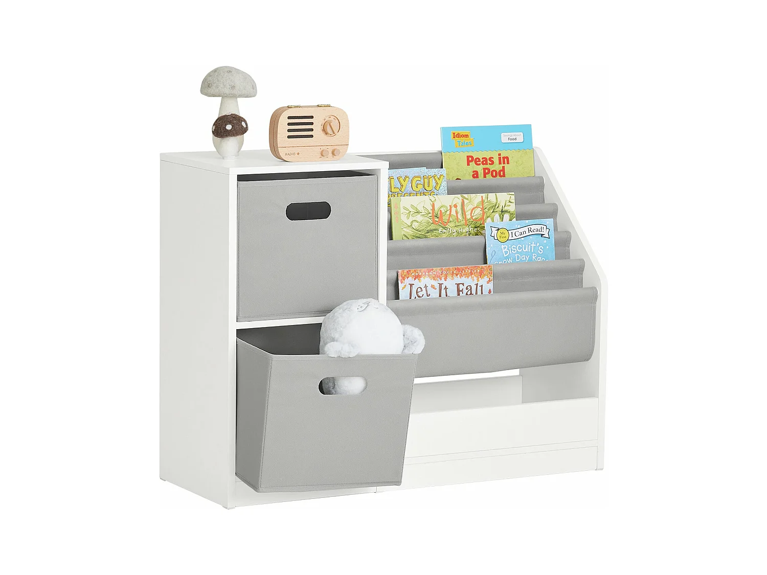 Libreria Per Bambini Scaffale Per Bambini Con Scatole Scaffale Per Giocattoli Mobili Per Camerette Bianco 80x30x61cm KMB76-W SoBuy