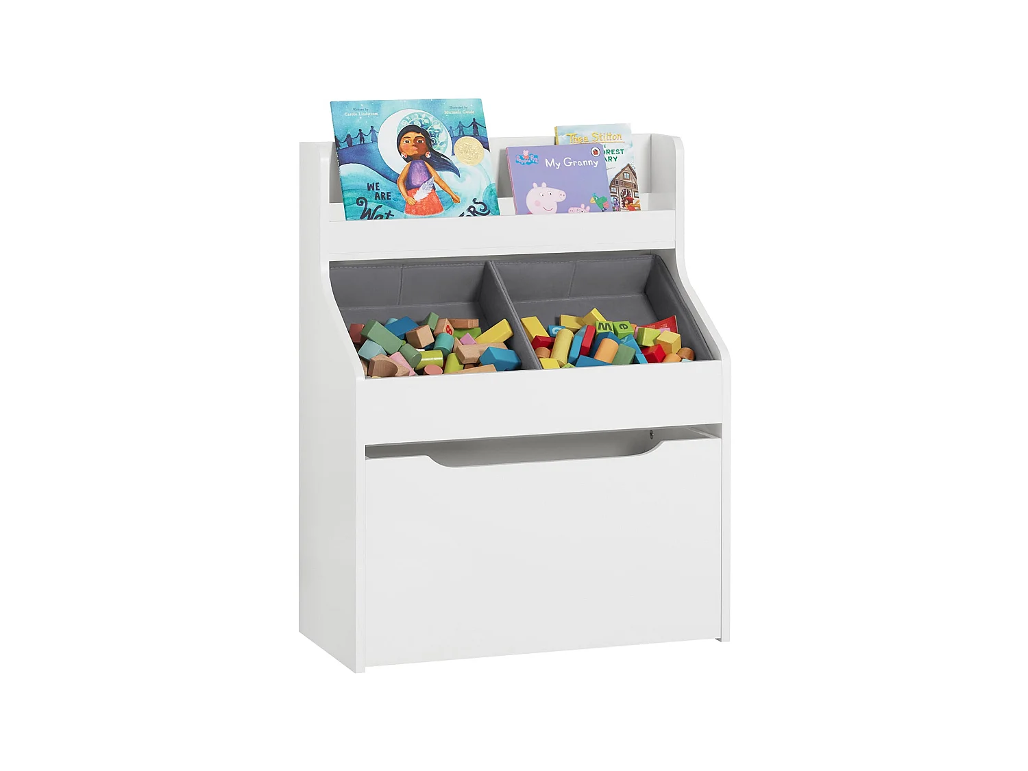 Étagère de Rangement pour Chambre d’Enfants avec 2 Paniers et 1 Compartiment à roulettes, KMB71-W