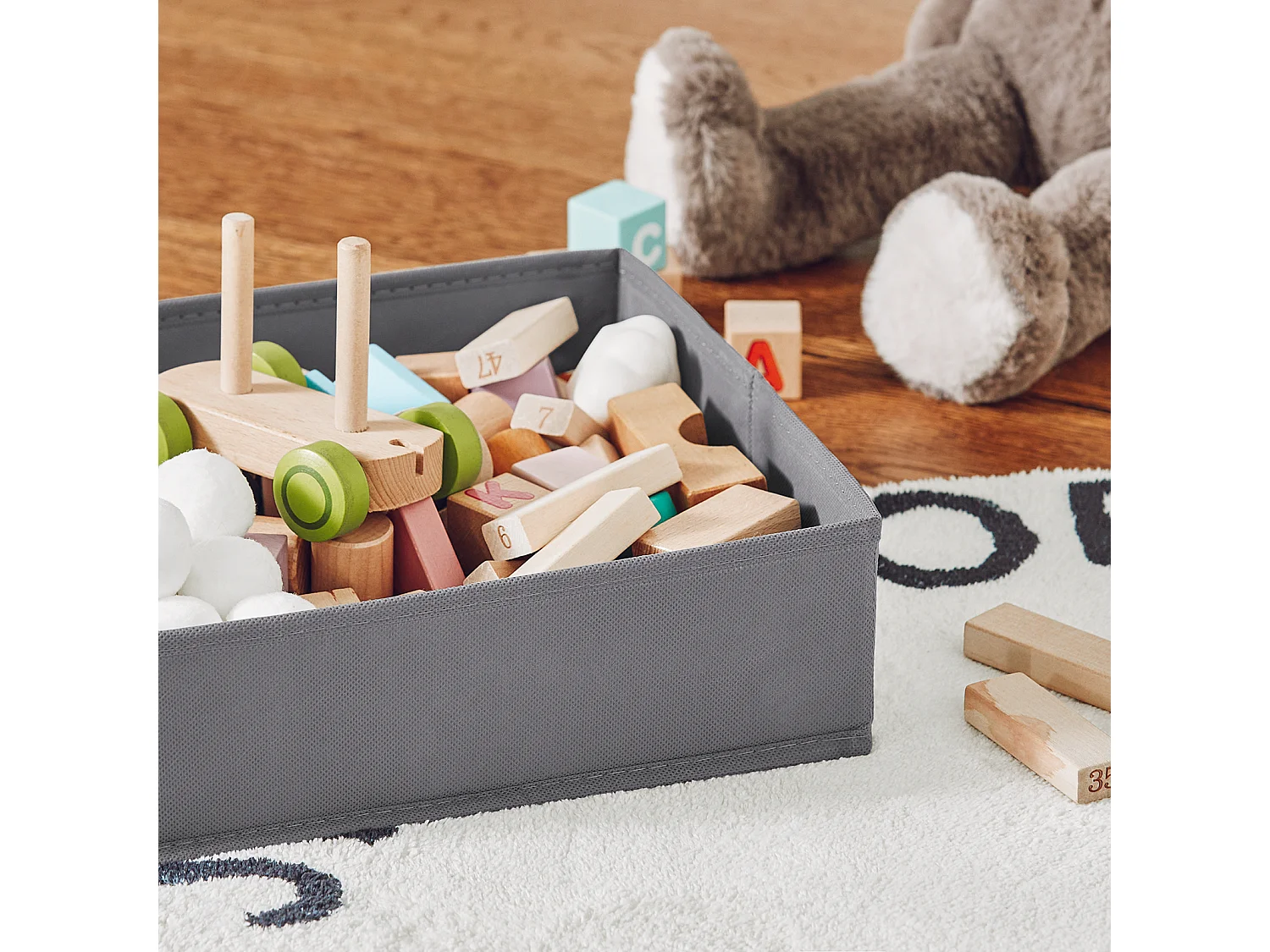 Étagère de Rangement pour Chambre d’Enfants avec 2 Paniers et 1 Compartiment à roulettes, KMB71-W