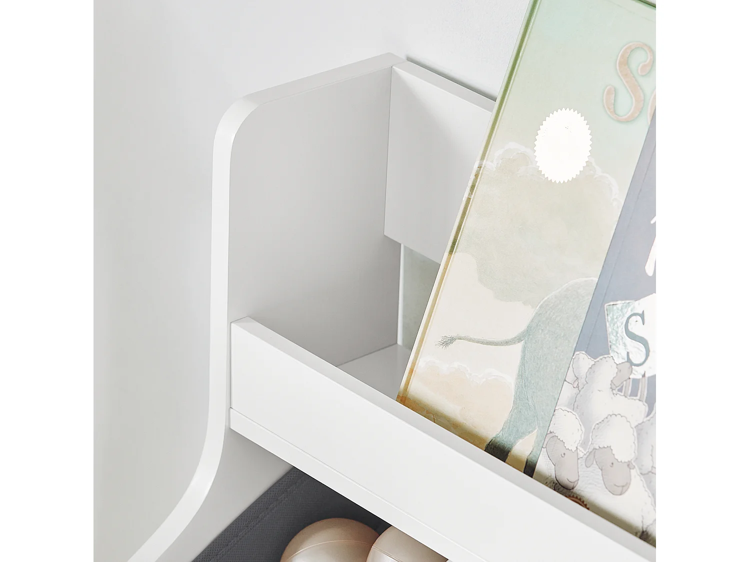 Étagère de Rangement pour Chambre d’Enfants avec 2 Paniers et 1 Compartiment à roulettes, KMB71-W