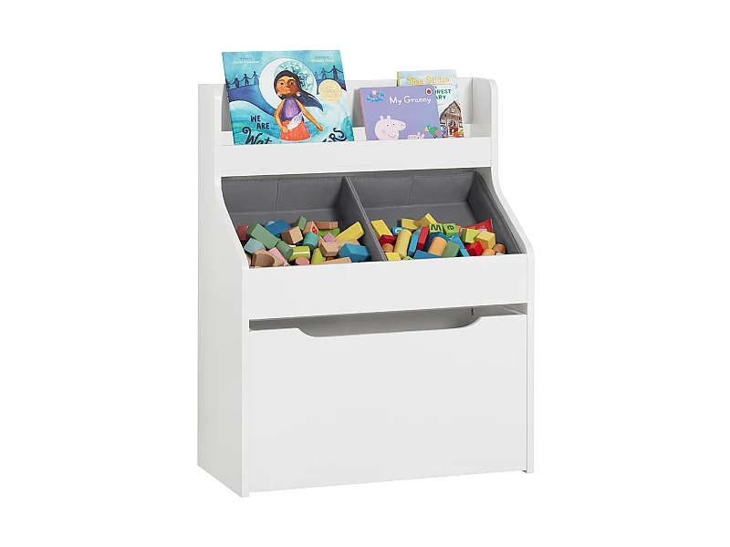 Étagère de Rangement pour Chambre d’Enfants avec 2 Paniers et 1 Compartiment à roulettes, KMB71-W