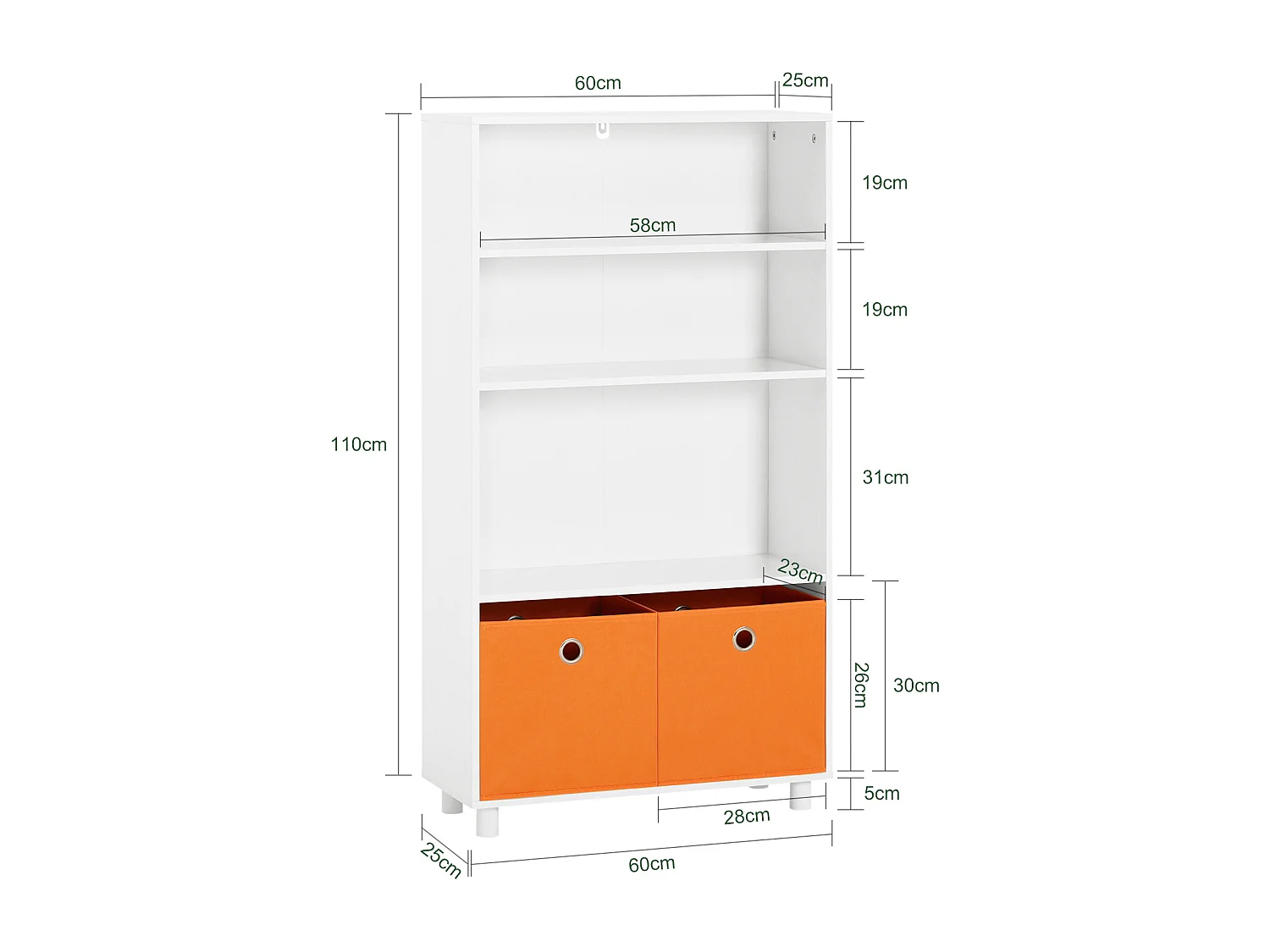 SoBuy KMB68-W Boekenrek voor Kinderen, Kinderboekenkast, Kinderrek, Kinderplank, Boekenplank, Speelgoedplank