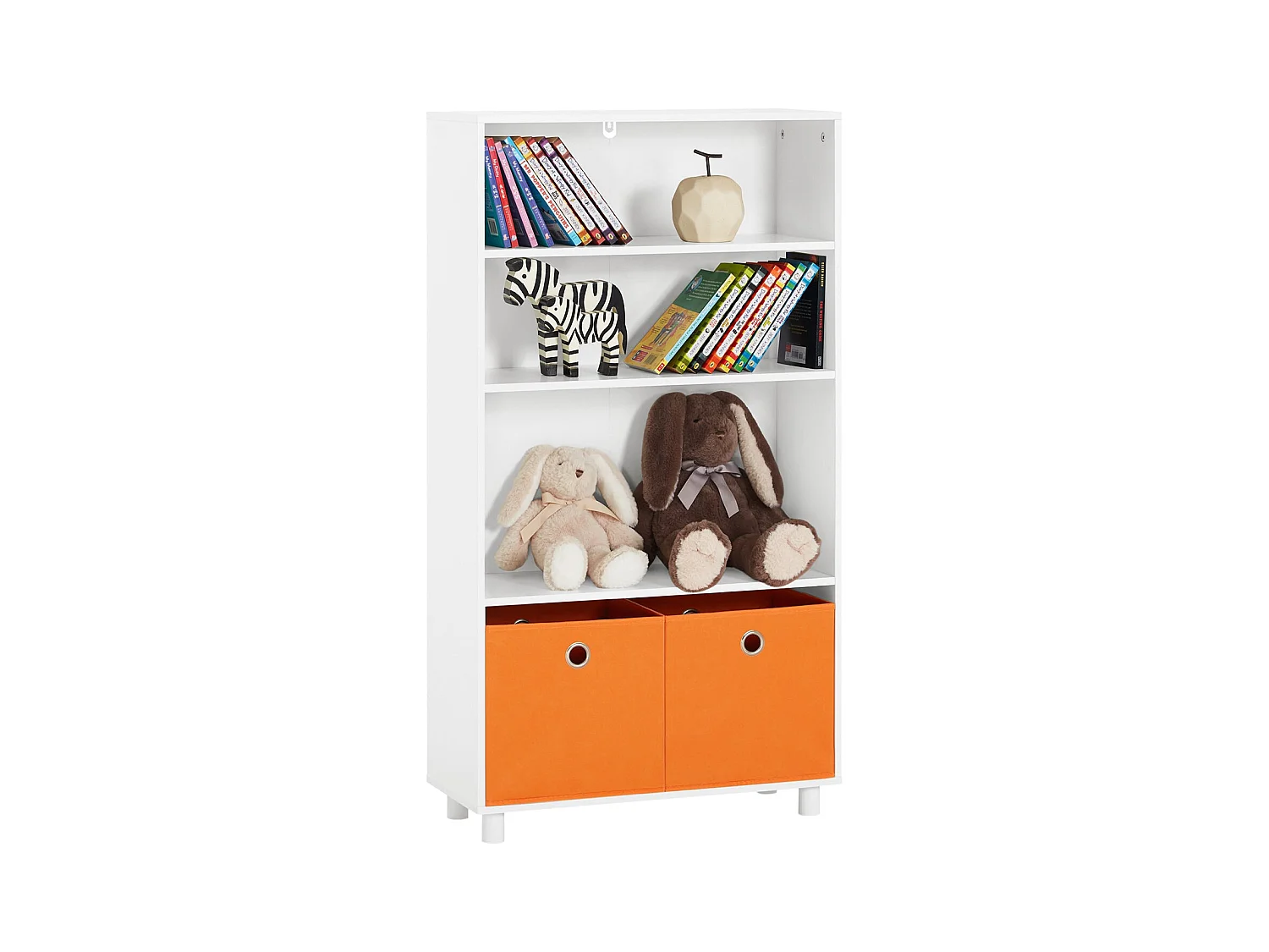 Libreria Per Bambini Con 2 Scatole Arancia Scaffale Portaoggetti Per Bambini Mobili Per Camerette 60x25x110 Cm KMB68-W SoBuy
