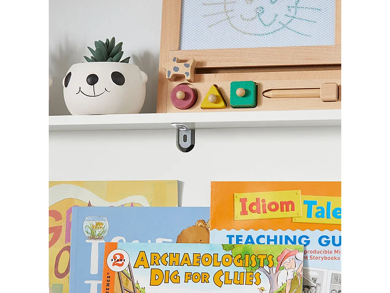 SoBuy KMB69-W Boekenrek voor Kinderen, Kinderboekenkast, Kinderrek, Kinderplank, Boekenplank, Speelgoedplankmet 3 Planken en 2 Opbergdozen