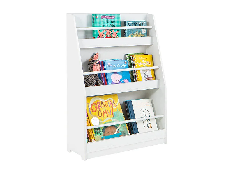 Bibliothèque Montessorienne pour Enfants, Étagère à Livres Étagères à 3 hauteurs, Blanc, KMB45-W