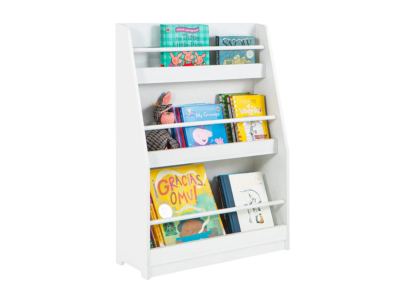 SoBuy KMB45-W Kinderplank, Boekenplank Opbergplank met 4 Planken voor Boeken en Decoratie