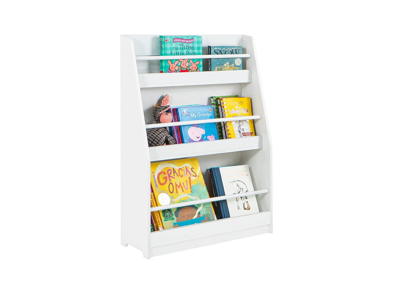 Bibliothèque Montessorienne pour Enfants, Étagère à Livres Étagères à 3 hauteurs, Blanc, KMB45-W
