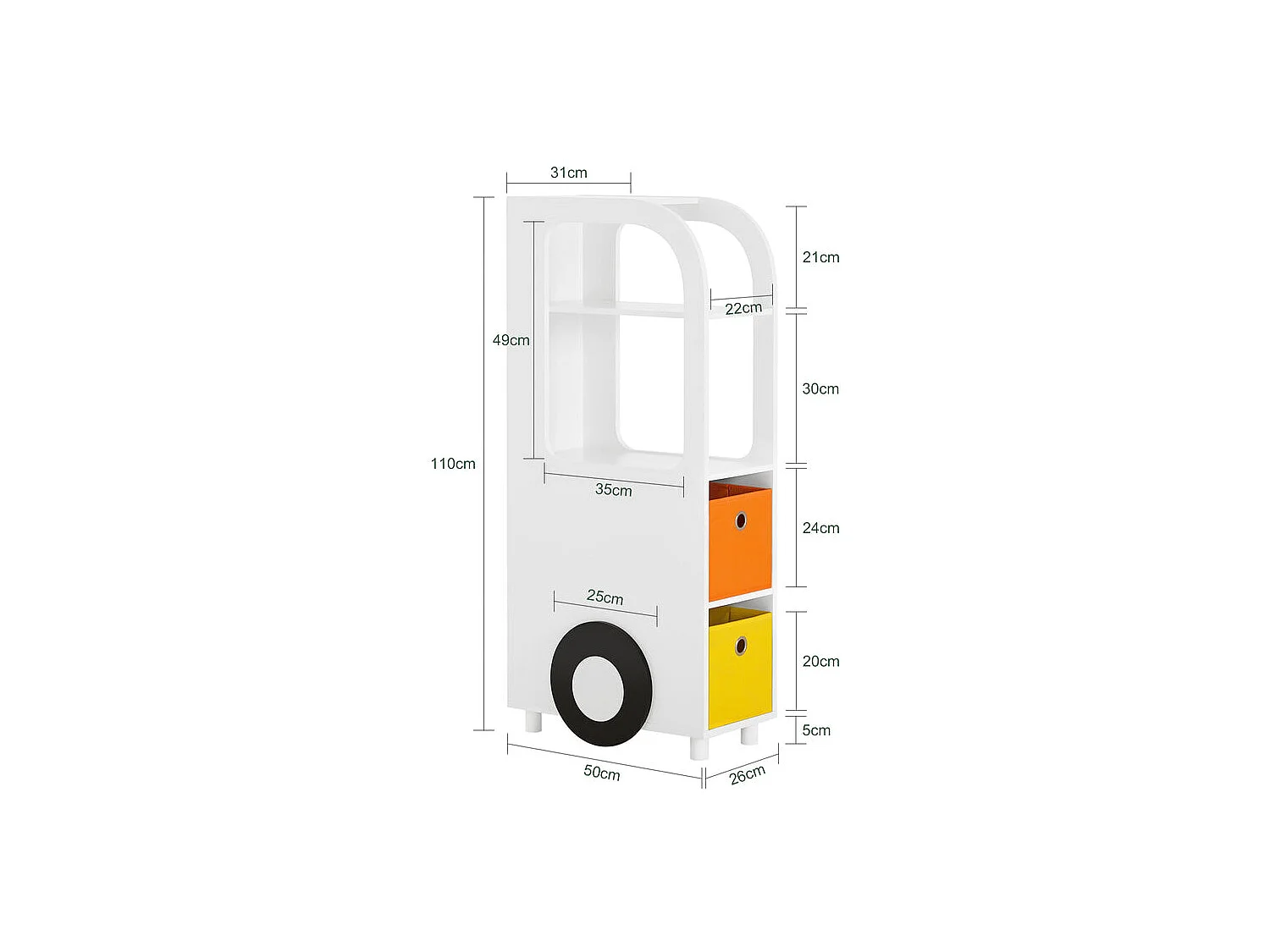 SoBuy Lot de 3 Bibliothèques pour Enfant Étagère Enfant Rangement pour Livres et Jouets, Forme de Voiture KMB67-W+KMB68-W+KMB69-W