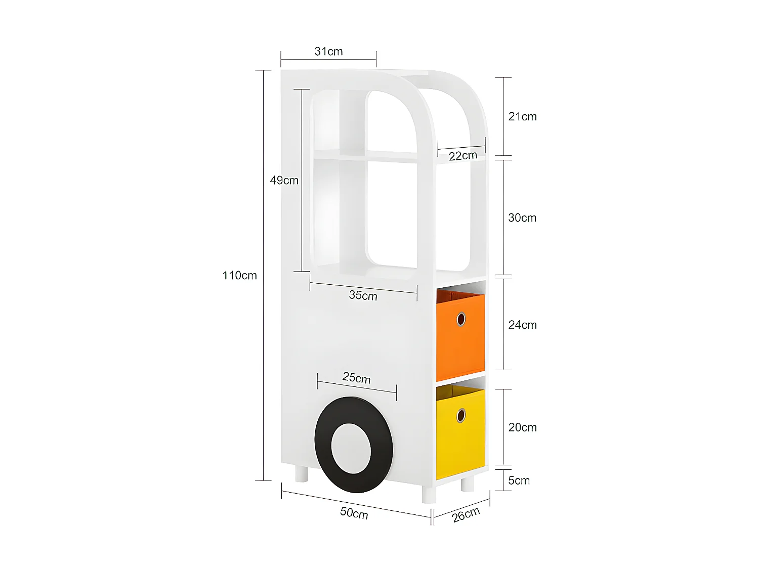 SoBuy Lot de 3 Bibliothèques pour Enfant Étagère Enfant Rangement pour Livres et Jouets, Forme de Voiture KMB67-W+KMB68-W+KMB69-W