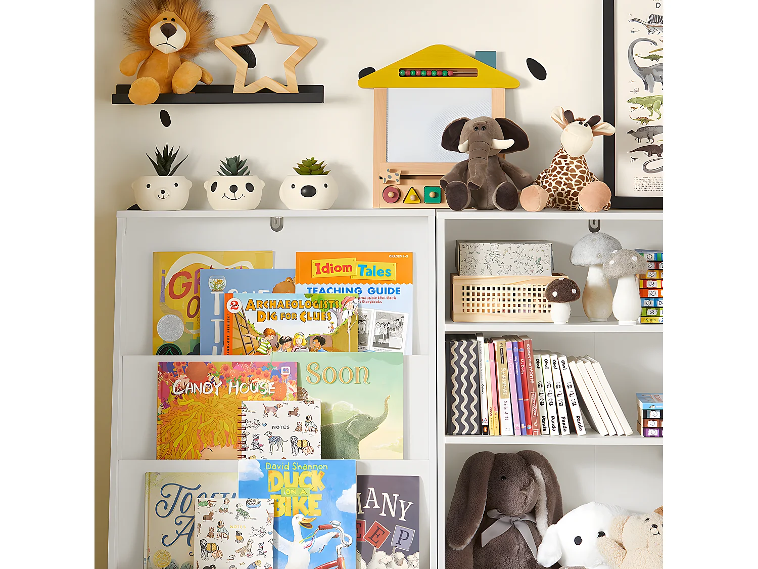 SoBuy Lot de 3 Bibliothèques pour Enfant Étagère Enfant Rangement pour Livres et Jouets, Forme de Voiture KMB67-W+KMB68-W+KMB69-W