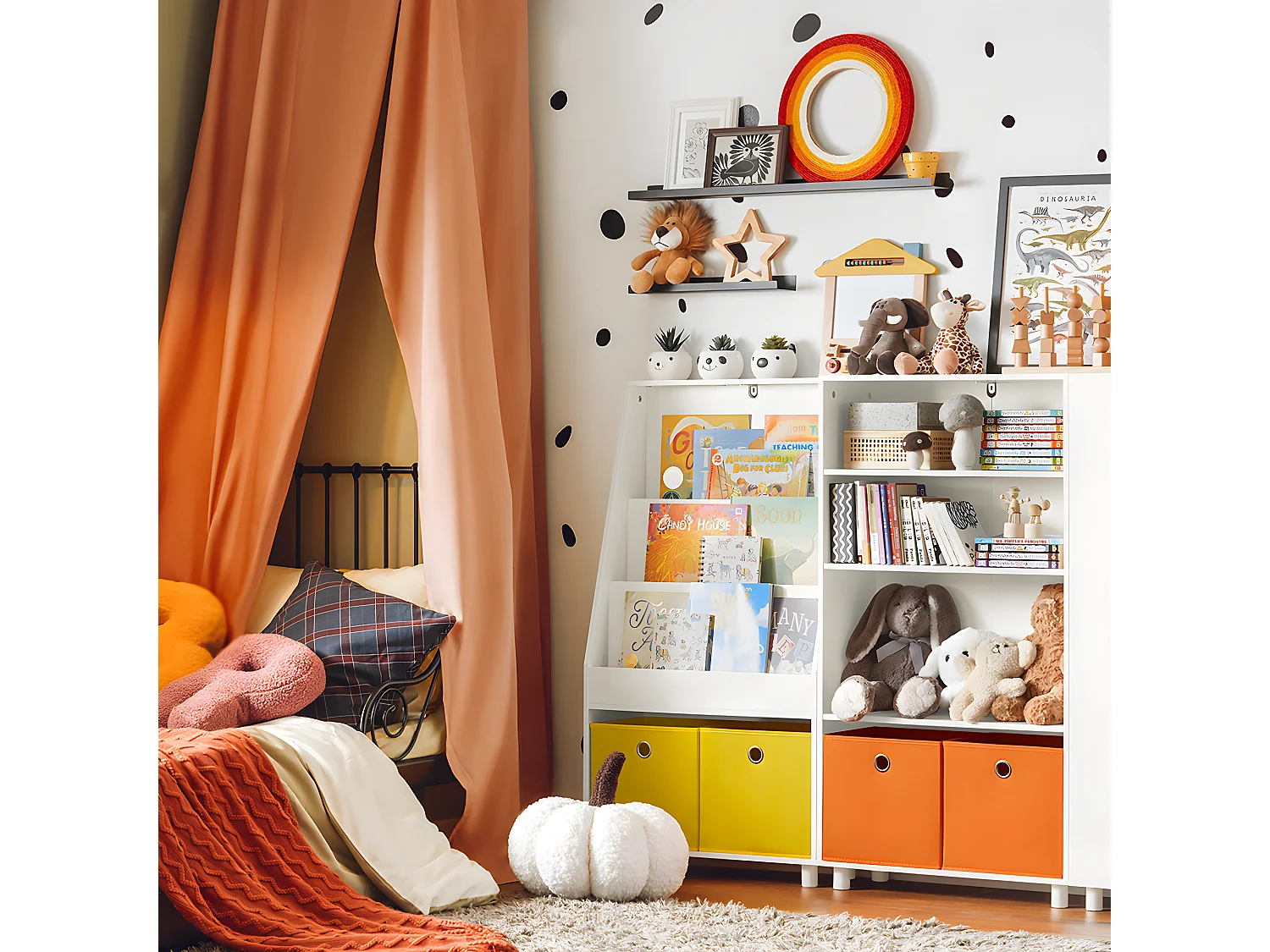 SoBuy Lot de 3 Bibliothèques pour Enfant Étagère Enfant Rangement pour Livres et Jouets, Forme de Voiture KMB67-W+KMB68-W+KMB69-W