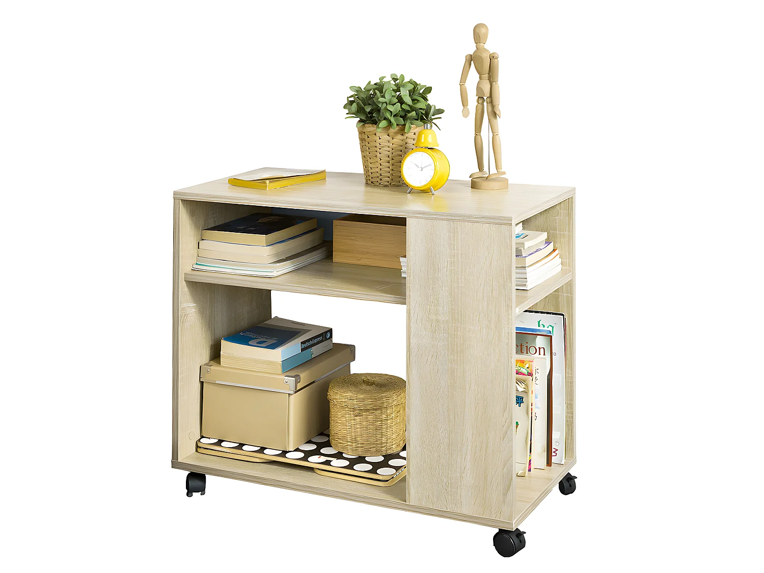 Mesa Auxiliares de Salón, Mesa de Centro, Mesa para el Café con Ruedas en Diseño Moderno con Repisa FBT34-N SoBuy ES
