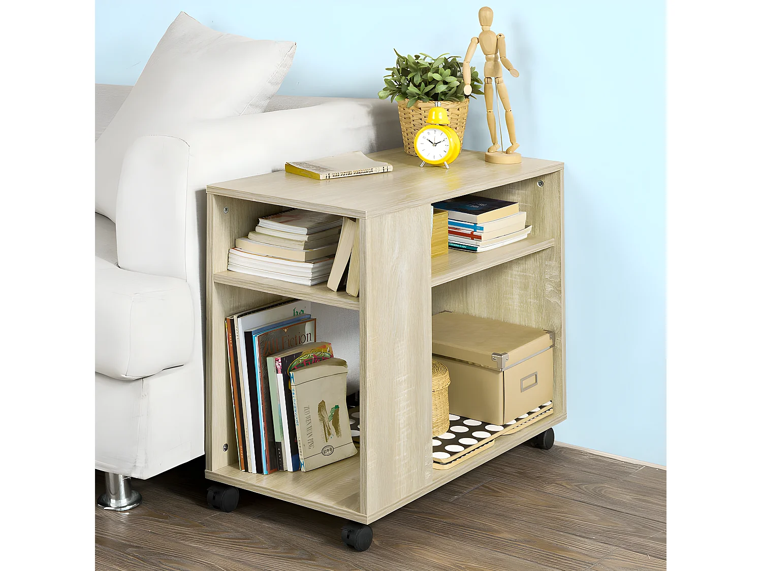 Mesa Auxiliares de Salón, Mesa de Centro, Mesa para el Café con Ruedas en Diseño Moderno con Repisa FBT34-N SoBuy ES