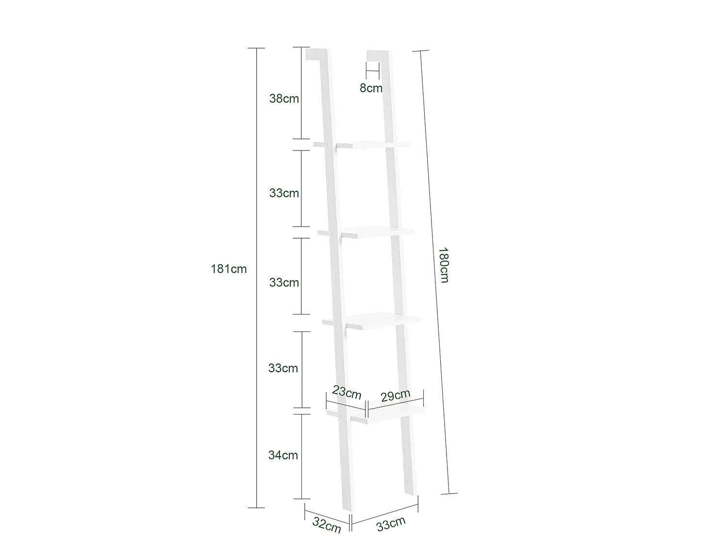 SoBuy Libreria,mensola Scala,mensola angolare,scaffale componibile,con 4 ripiani Bianco FRG15-W
