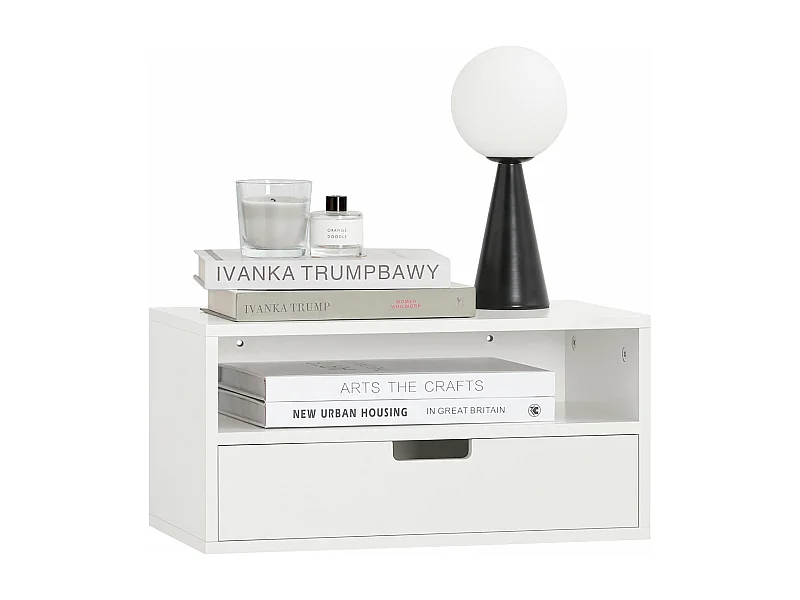 SoBuy NKD03-W Nachtkastje hangend bedplank om op te hangen nachtkastje voor mobiele telefoon nachtkastje zwevend rek wandkast hangkast