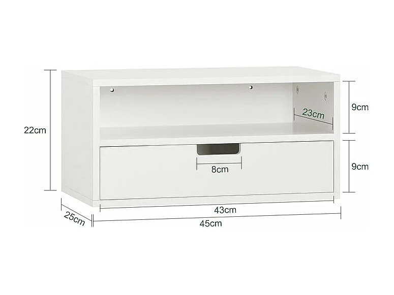 Table de Chevet Murale, Table de Nuit Flottante, Armoire Murale, Étagère Murale, NKD03-W