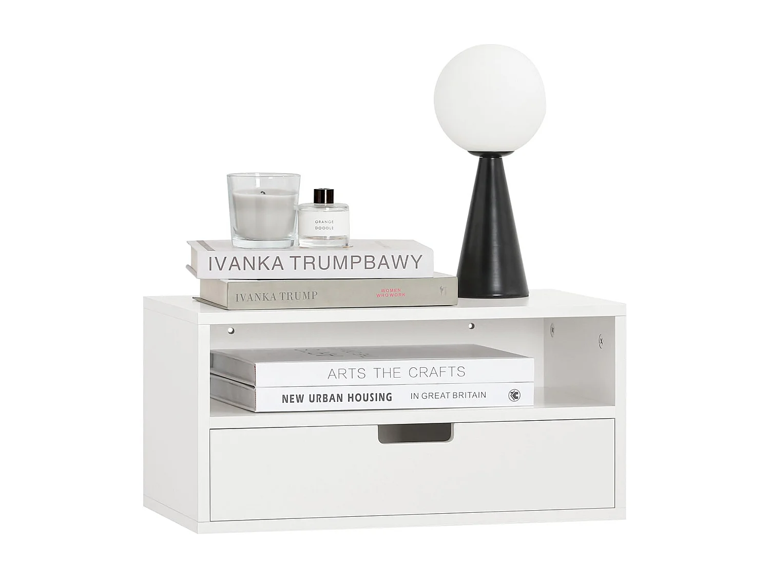 Comodino Con Cassetti Tavolo Telefono Bianco Mensoa Da Muro 45x25x55 Cm NKD03-W SoBuy