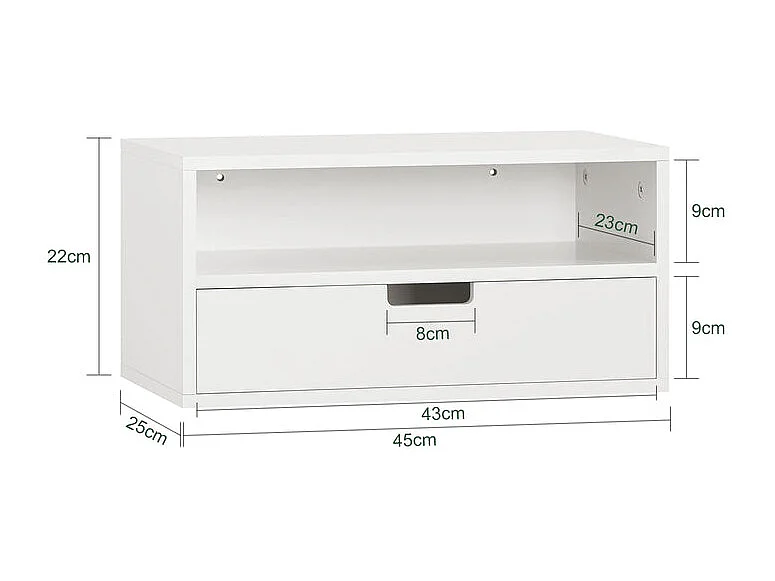 Comodino Con Cassetti Tavolo Telefono Bianco Mensoa Da Muro 45x25x55 Cm NKD03-W SoBuy