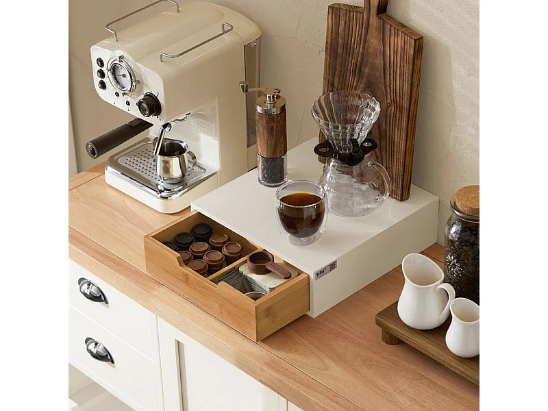 Estante Cafetera, Soporte para Cápsulas de Café o Bolsas de Té, con 1 Cajón  FRG179-WN SoBuy ES
