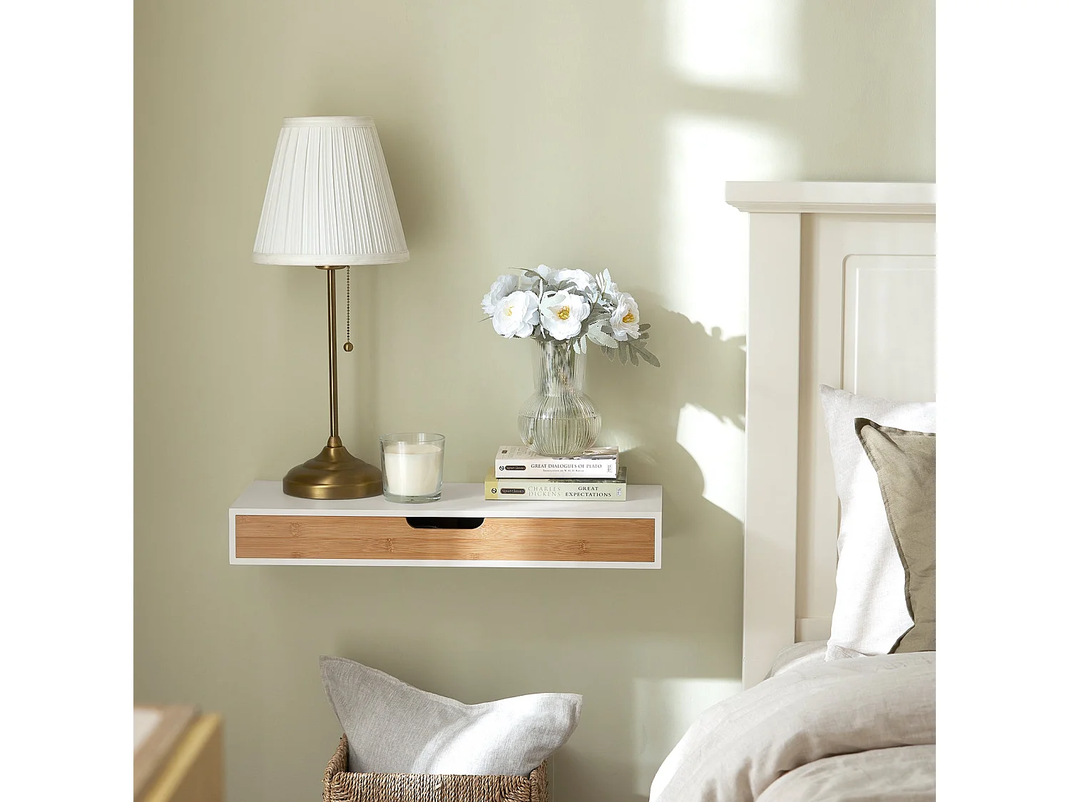 Estante de Pared con Cajón, Estante Estantería para la Sala, Estilo Moderno FRG93-WN SoBuy ES