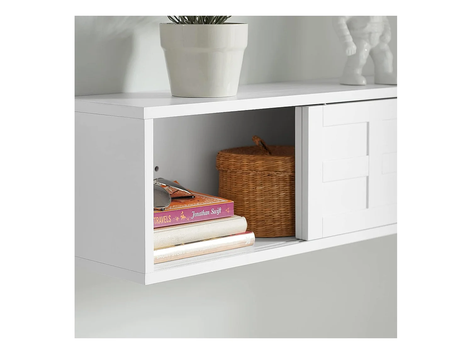 SoBuy FHK18-W wandgarderobe met schuifdeuren en vak ganggarderobe wandrek hangrek garderobe