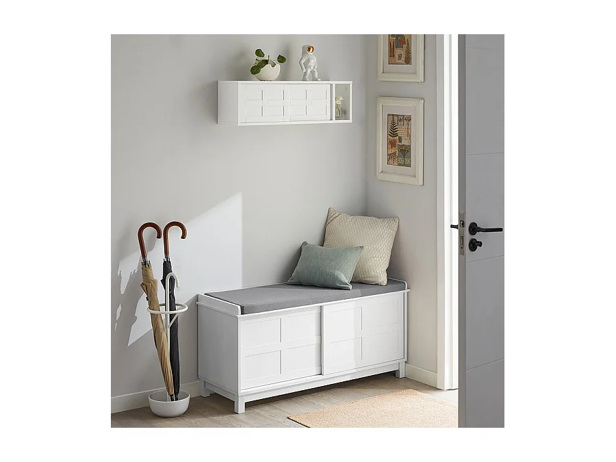 SoBuy FHK18-W wandgarderobe met schuifdeuren en vak ganggarderobe wandrek hangrek garderobe