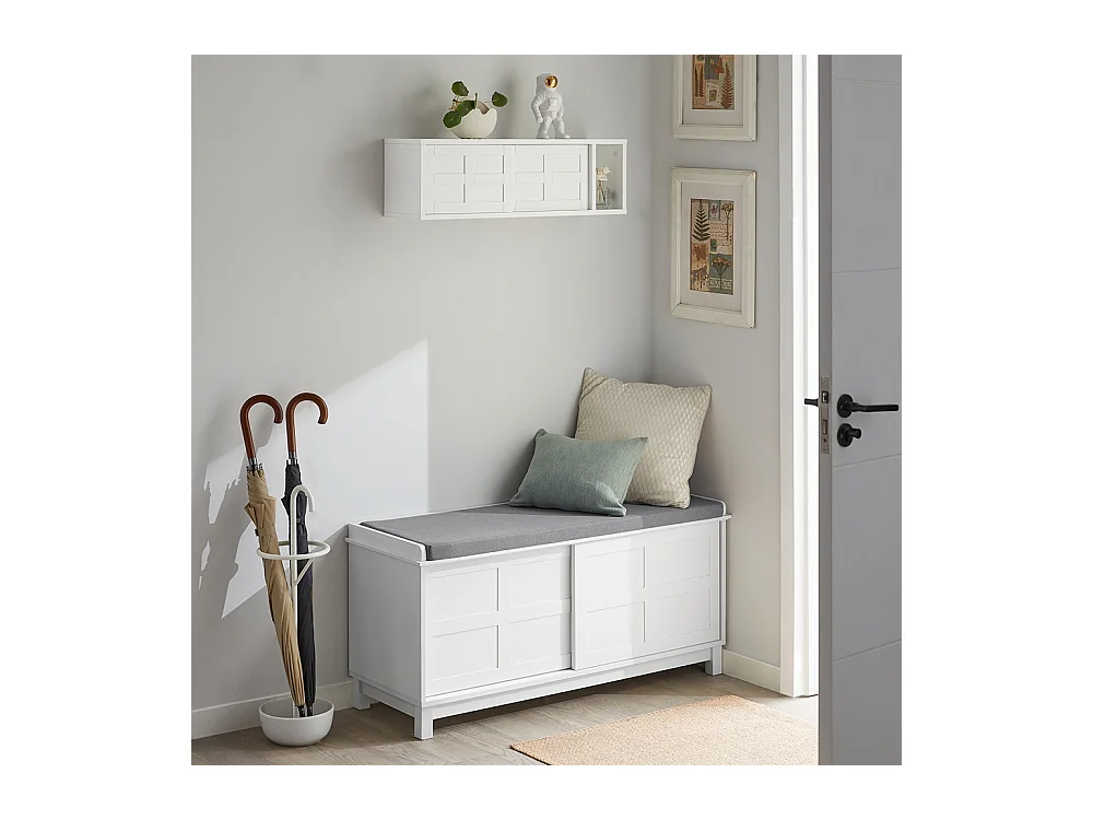 SoBuy FHK18-W wandgarderobe met schuifdeuren en vak ganggarderobe wandrek hangrek garderobe